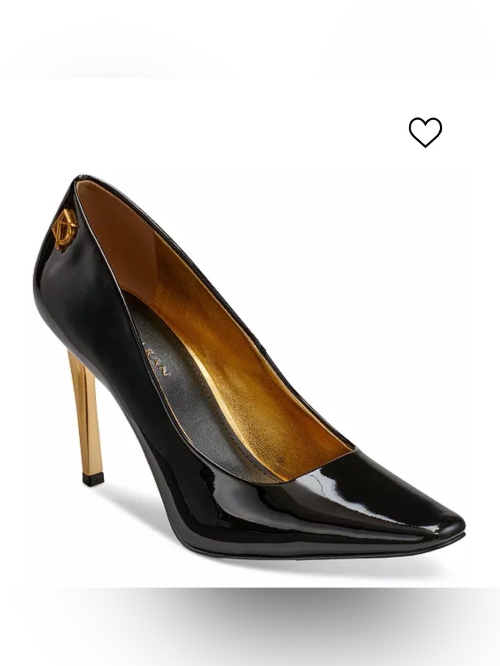 Donna Karan Savita Black Patent Gold Shoes Pumps 9 EUC Retail $150